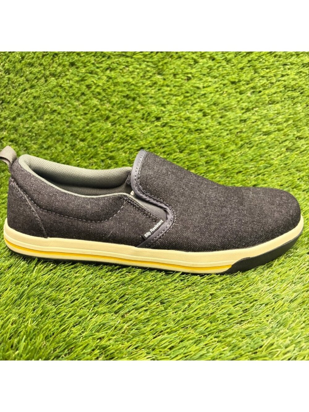 Nautilus Westside Mens Size 10.5 Black White Steel Toe Slip On Safety Work Shoes